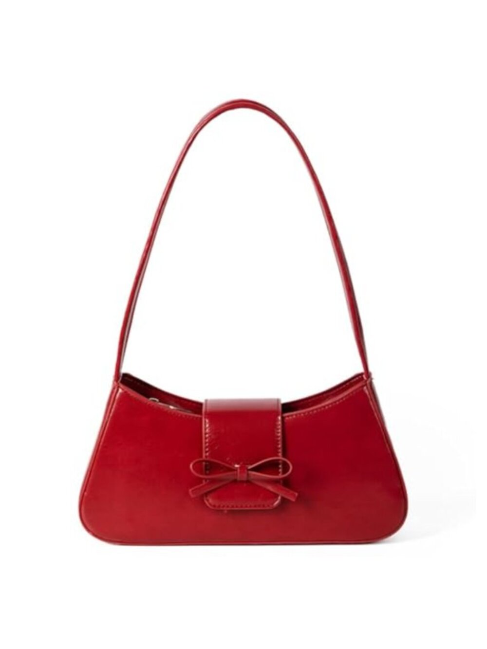 Small Faux Leather Shoulder Bag Y2K Hobo Purse with Bow Design